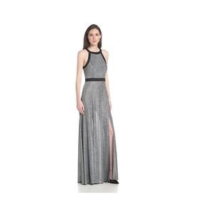 BCBGeneration Silver Metallic Maxi Dress XS new